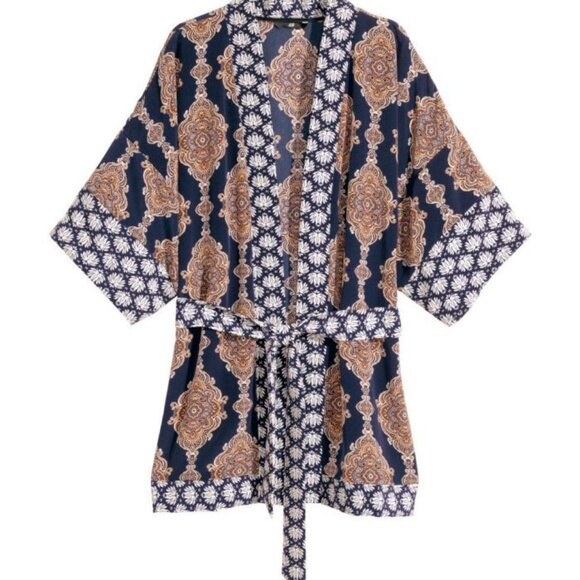 NEW Kimono Hippy Patchwork Floral Tunic Wrap Tie Boho Top Jacket LagenLook - Picture 16 of 16